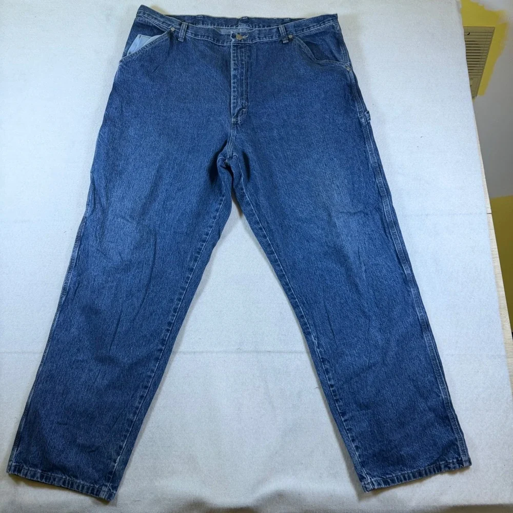 Wrangler WRG Jean Co Mens Carpenter Pants 40x32 Blue Denim Relaxed Fit 7SEDDV